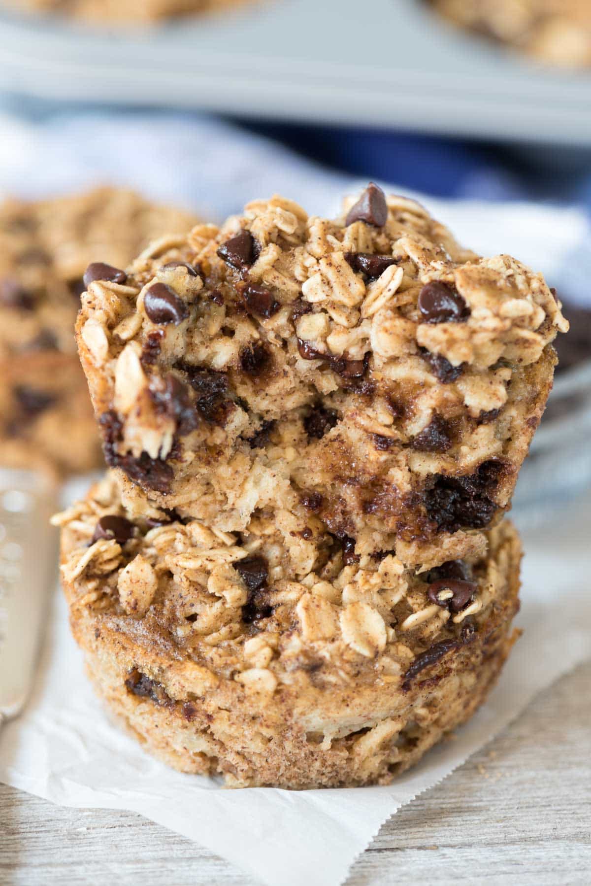 Chocolate Chip Baked Oatmeal Muffins - Crazy for Crust