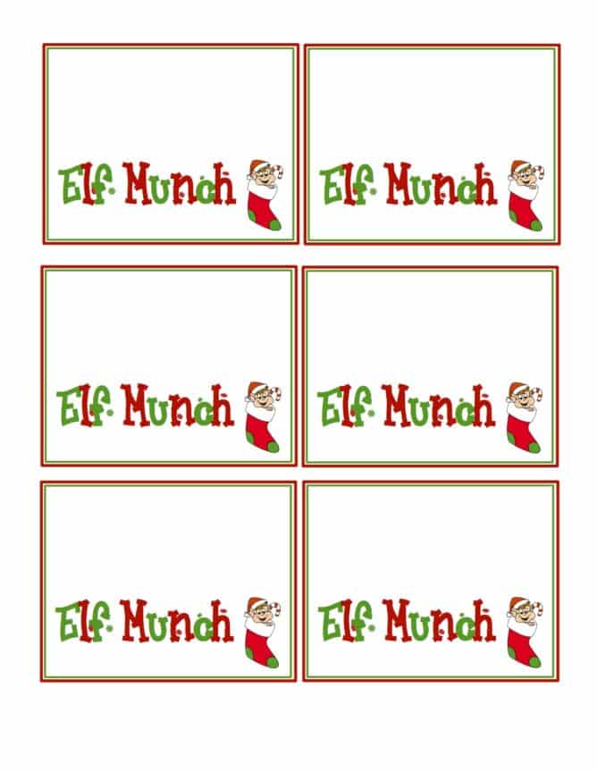Elf Munch Snack Mix (Free Printable) - Crazy for Crust