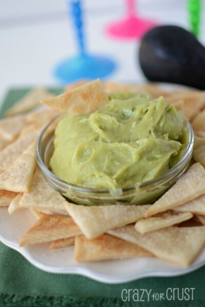 Sweet Guacamole Dip with Pie Crust Tortilla Chips - Crazy for Crust