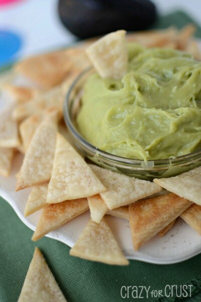 Sweet Guacamole Dip with Pie Crust Tortilla Chips - Crazy for Crust