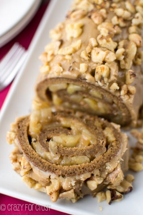 Spiced Caramel Apple Cake Roll - Crazy for Crust