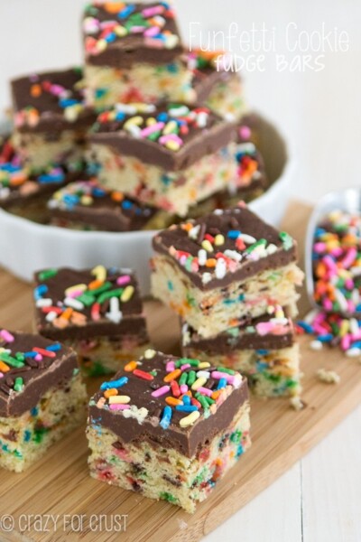 Funfetti Cookie Fudge Bars - Crazy for Crust