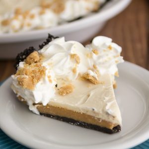 Peanut Butter Cookie Dough Cheesecake Pie - Crazy for Crust