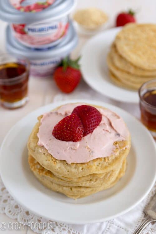 Strawberry Cheesecake Pancakes - Crazy For Crust