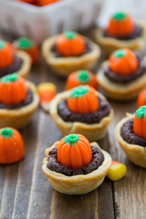 Pumpkin Patch Candy Corn Brownie Pies - Crazy for Crust