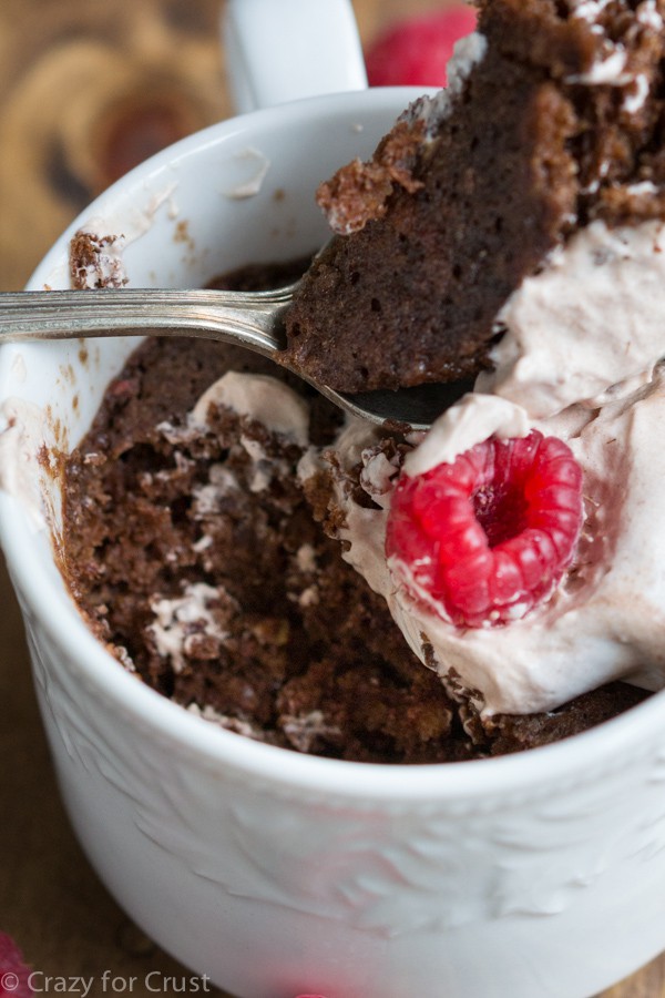 Skinny Single Serve Chocolate Raspberry Mug Cake Crazy for Crust