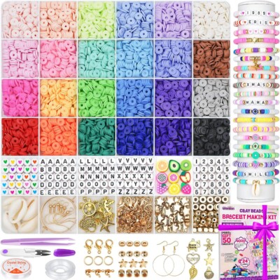 cases with rainbow friendship beads and letter beads (graphic showing what comes in kit).