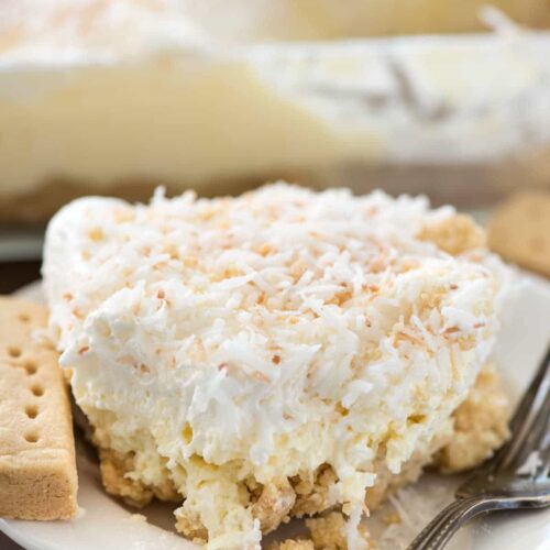 Coconut Cheesecake No Bake Dessert - Crazy for Crust