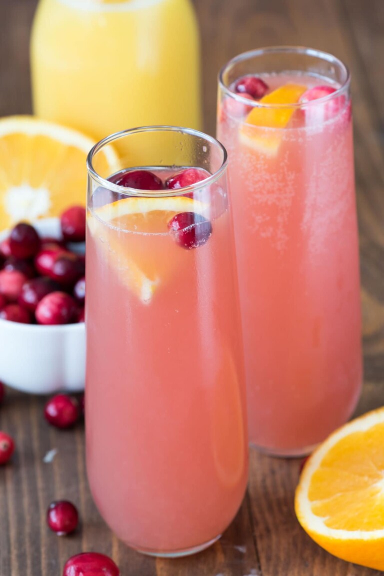 Cranberry Orange Mimosa Bellini - Crazy For Crust