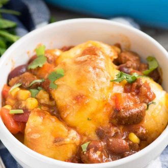 Easy Cheesy Chili biscuit Bake - Crazy for Crust