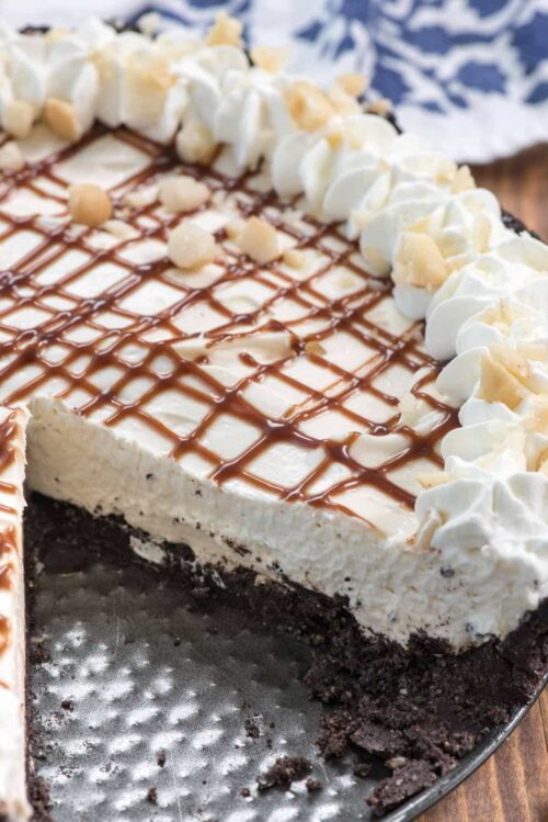 No Bake Cheesecake with Chocolate Macadamia Nut Crust - Crazy for Crust