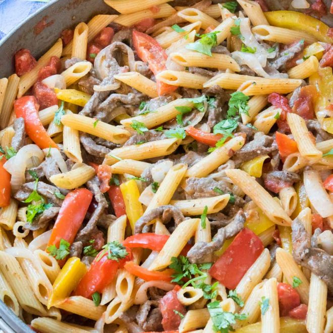 Steak Fajita Pasta - Crazy for Crust