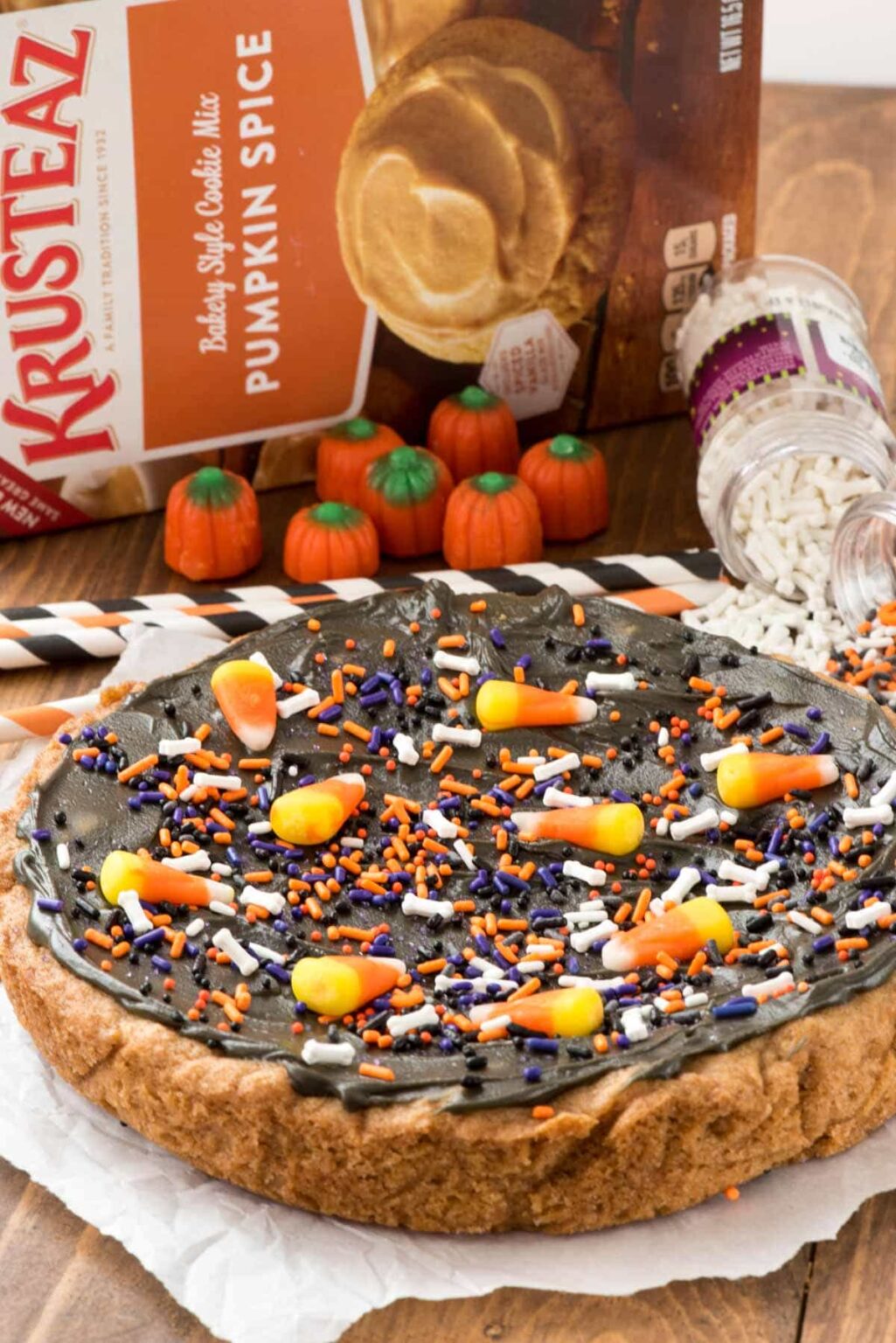 Halloween Pumpkin Cookie Cake - Crazy for Crust