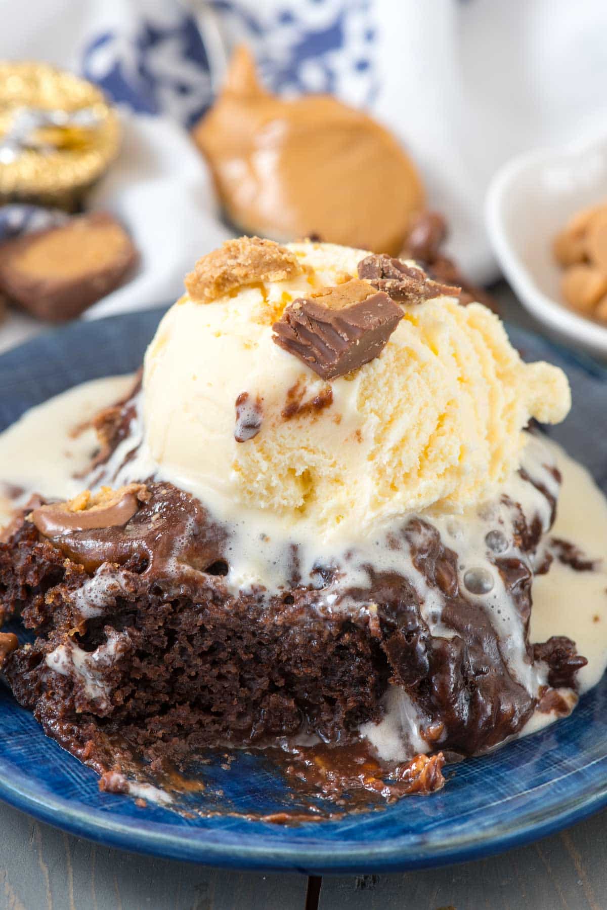 Slow Cooker Peanut Butter Brownie Pudding Crazy for Crust