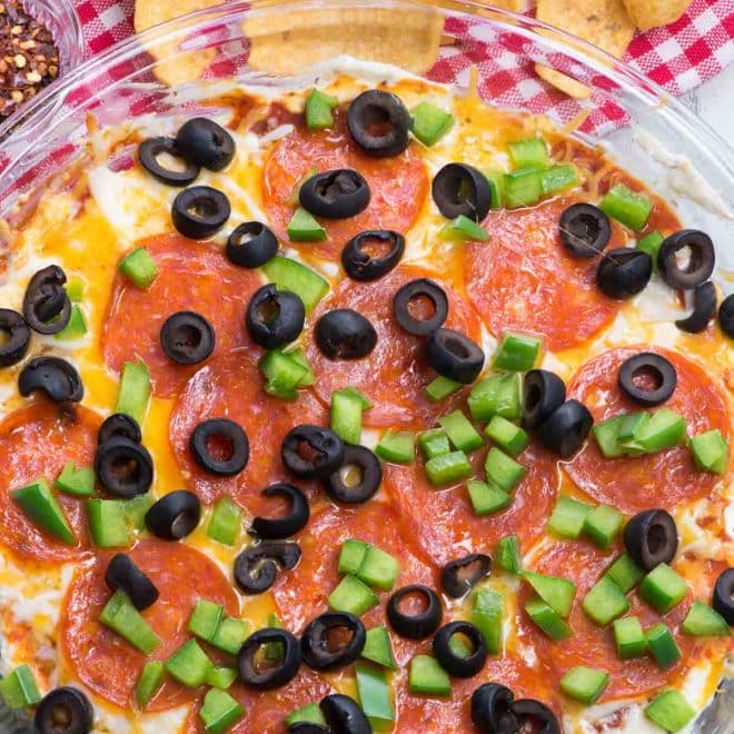 Easy HOT Pizza Dip (7 Layers) - Crazy for Crust