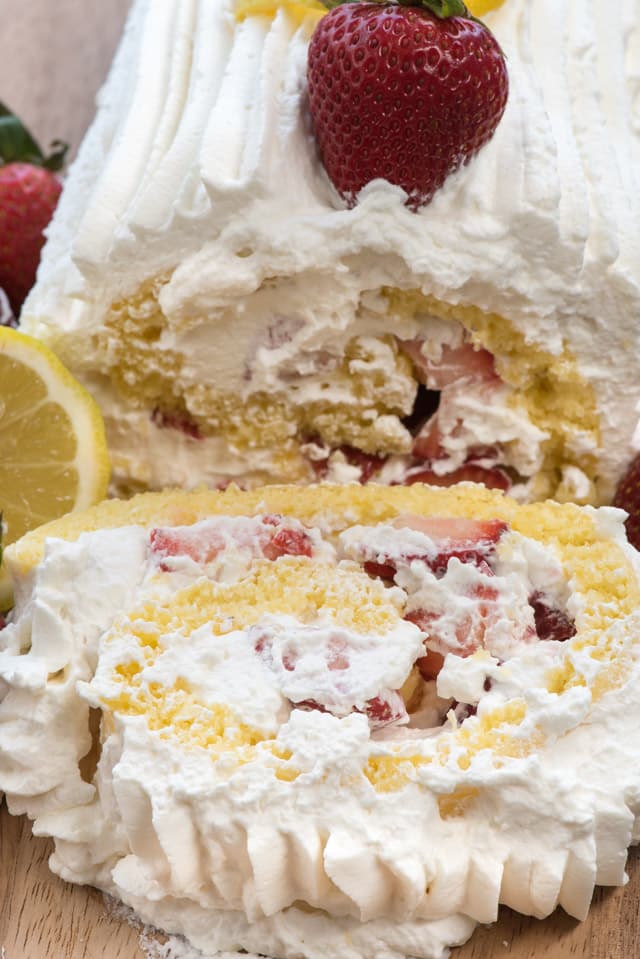 Lemon Strawberry Shortcake Cake Roll - Crazy for Crust