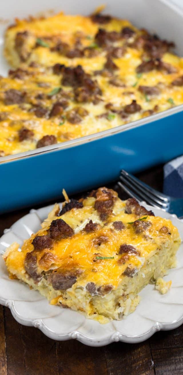 Easy Hash Brown Casserole Eggs Sausage Cheese Crazy For Crust