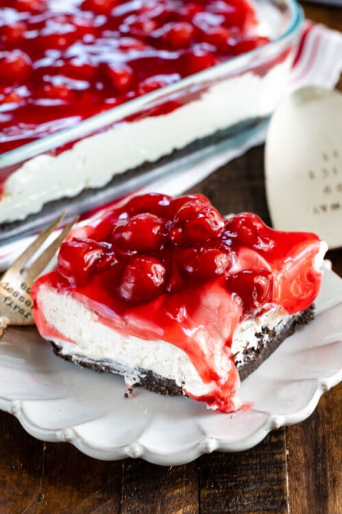 Easy No Bake Cherry Cheesecake Dessert Crazy For Crust
