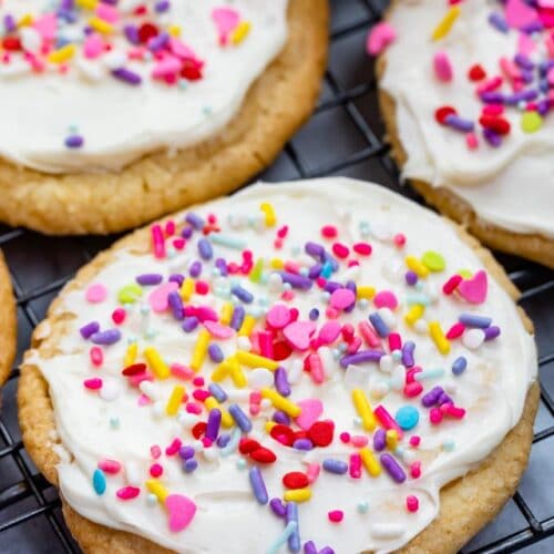 Easy Cake Mix Sugar Cookies with frosting - Crazy for Crust