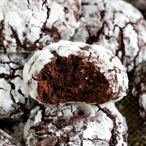 Classic Chocolate Crinkle Cookie Recipe - Crazy for Crust