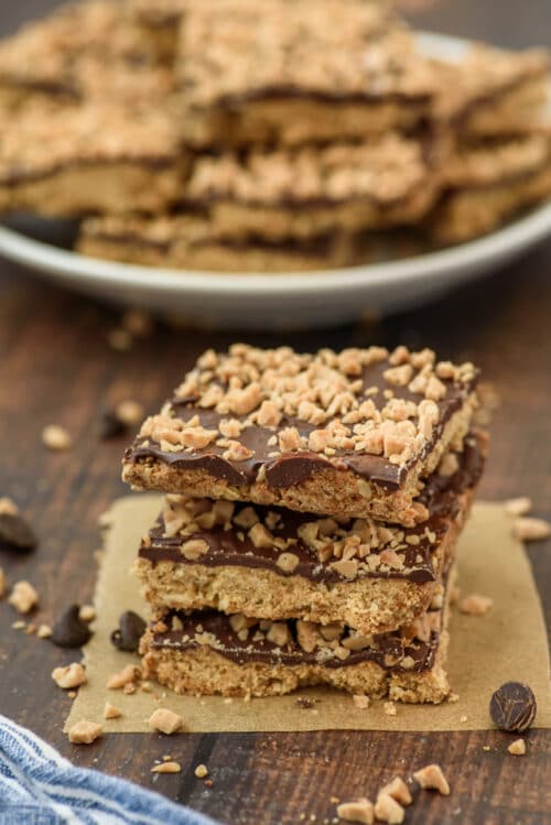 Peanut Butter Toffee Bars Recipe - Crazy for Crust