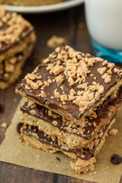 Peanut Butter Toffee Bars Recipe - Crazy for Crust