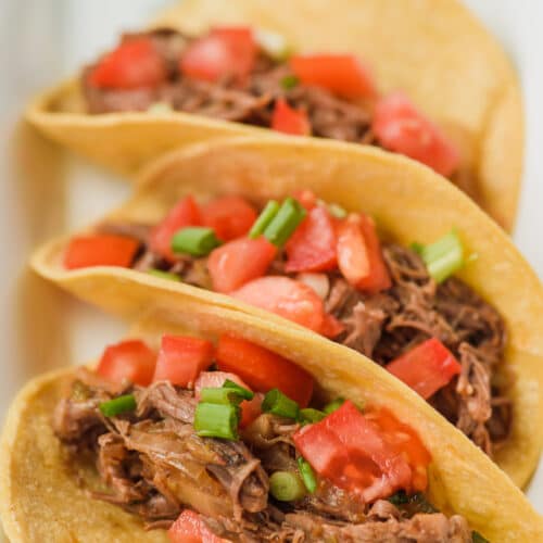 Slow Cooker Shredded Beef Tacos - Crazy For Crust