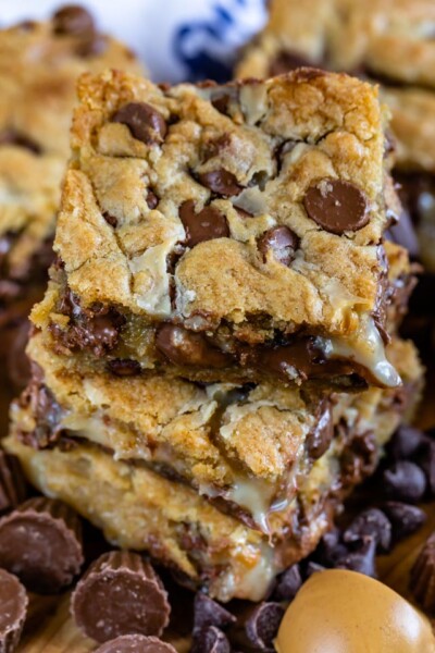 Peanut Butter Cup Gooey Cookie Bars - Crazy for Crust