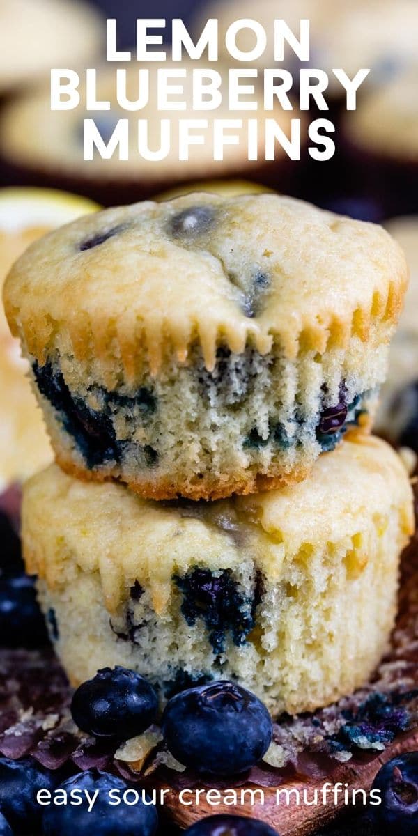 blueberry muffins in a stack