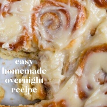 easy homemade cinnamon rolls overhead shot in pan