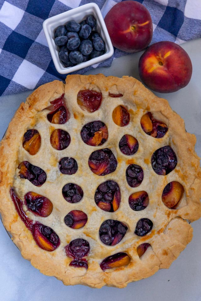 Peach Blueberry Pie (Double Crust or Crumble) - Crazy for Crust