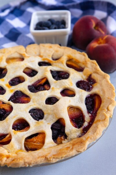 Peach Blueberry Pie (Double Crust or Crumble) - Crazy for Crust