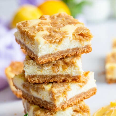 Lemon Cheesecake Bars with Crumble Topping - Crazy for Crust