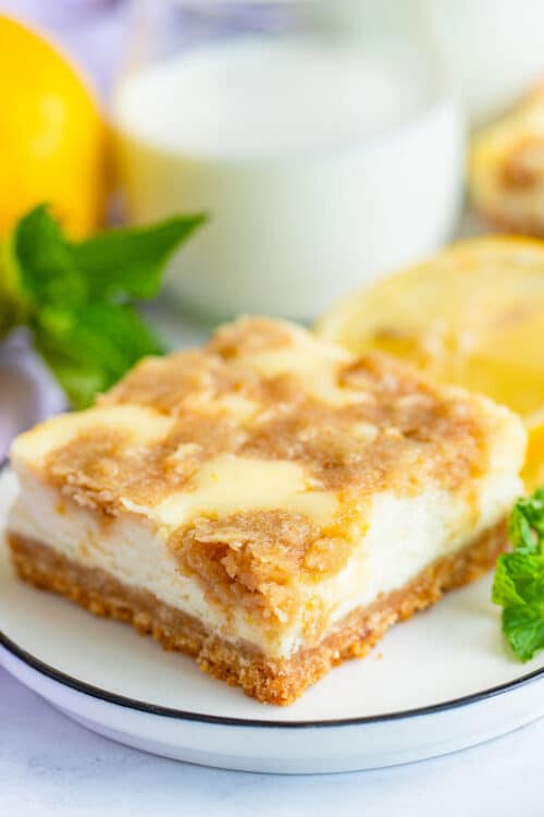 Lemon Cheesecake Bars with Crumble Topping - Crazy for Crust