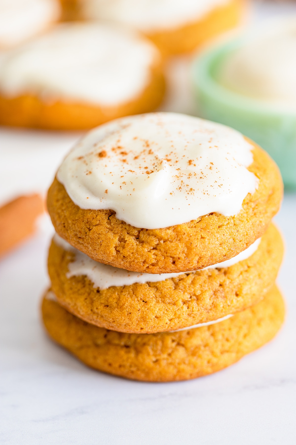 Pumpkin Cookies with Cream Cheese Frosting - Crazy for Crust