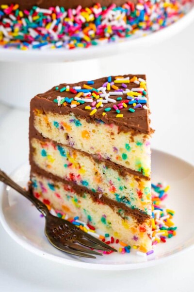 Classic Birthday Cake Recipe with sprinkles - Crazy for Crust