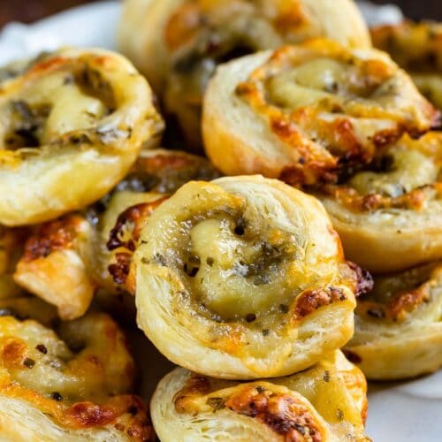Easy Pesto Pinwheels with Puff Pastry - Crazy for Crust
