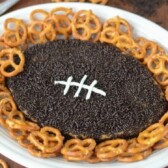 Overhead shot of peanut butter football dip