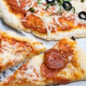 Close up shot of two pizzas using weight watchers pizza dough recipe