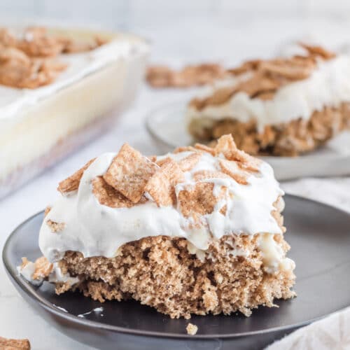 Cinnamon Toast Crunch Poke Cake - Crazy for Crust