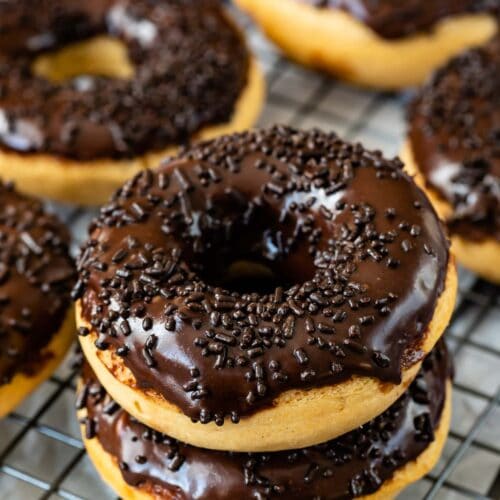 Peanut Butter Baked Donuts with Chocolate Glaze