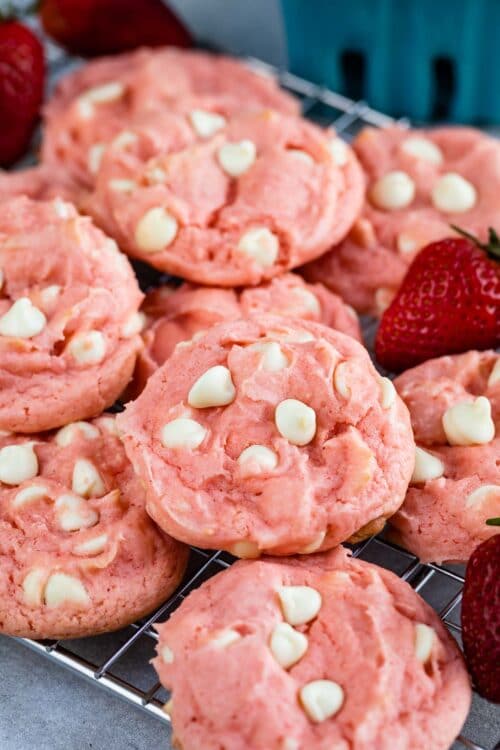 Easiest Strawberry Cake Mix Cookies Recipe - Crazy for Crust