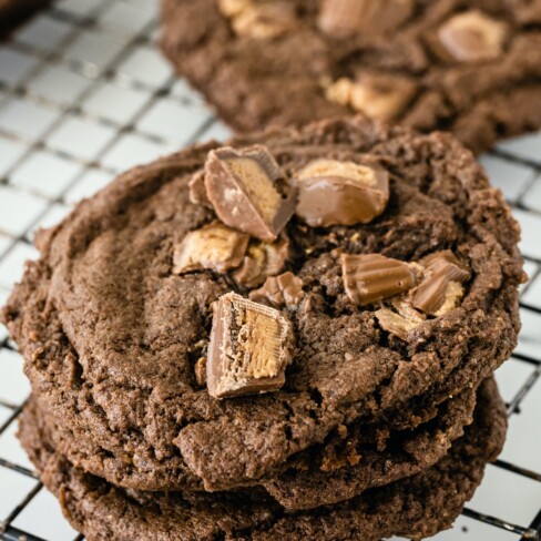 Soft Chocolate Peanut Butter Cup Cookies - Crazy for Crust