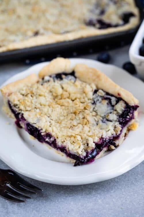 Blueberry Slab Pie with crumble topping - Crazy for Crust