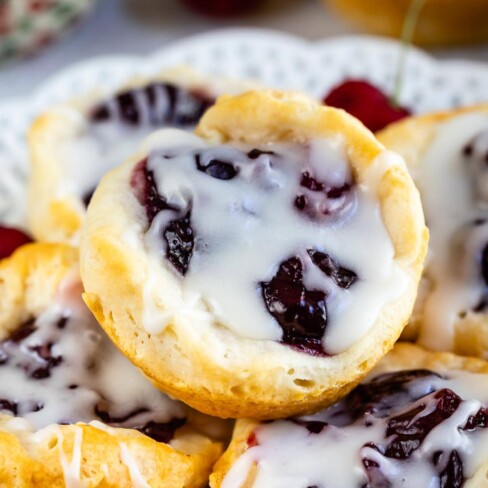 Easy Cherry Danish Bites with almond drizzle - Crazy for Crust