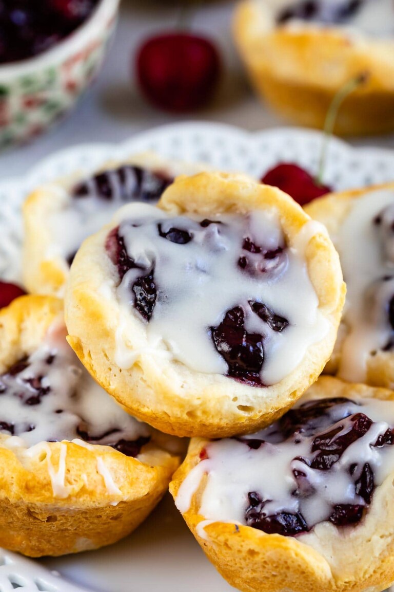 Easy Cherry Danish Bites with almond drizzle - Crazy for Crust