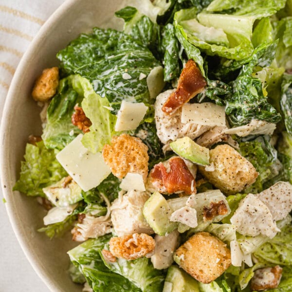 Caesar Salad with Chicken and Bacon - Crazy for Crust