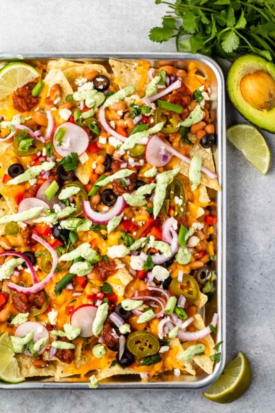 Veggie Sheet Pan Nachos - Crazy for Crust