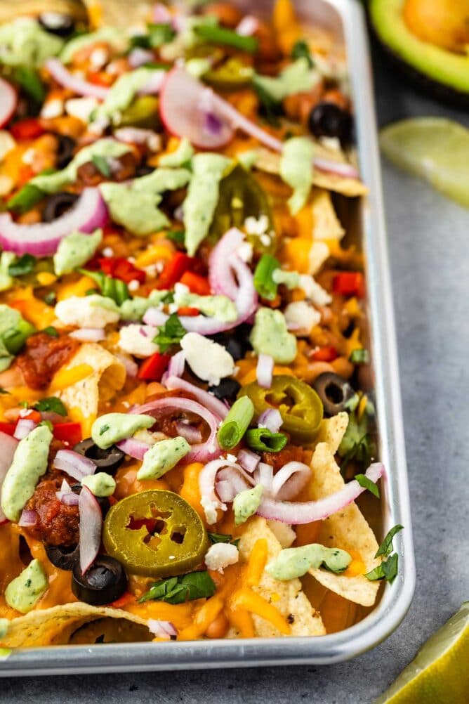 Veggie Sheet Pan Nachos - Crazy for Crust