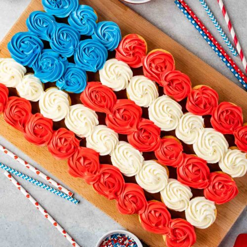 Flag Cupcake Cake (Fourth of July Cake) - Crazy for Crust